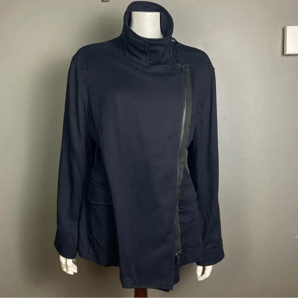 All Saints Finn Jacket women's US 10 UK 14 black long moto trench transitional‎